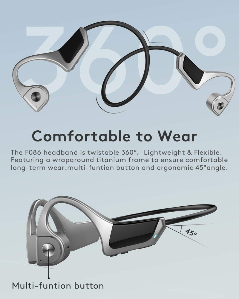 FIGMASU Knochenleitungs-Kopfhörer, Bluetooth, kabellos, Sport, Headset, Titan, leicht, offenes Ohr,