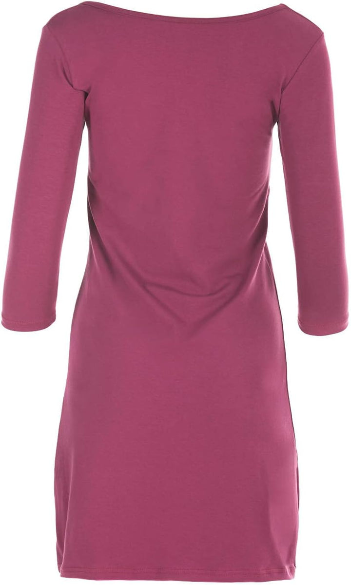 Winshape Damen Zeitloses 3/4-Arm-A-Linien-Minikleid WK2 Street Style Sport Freizeit Minikleid, berry