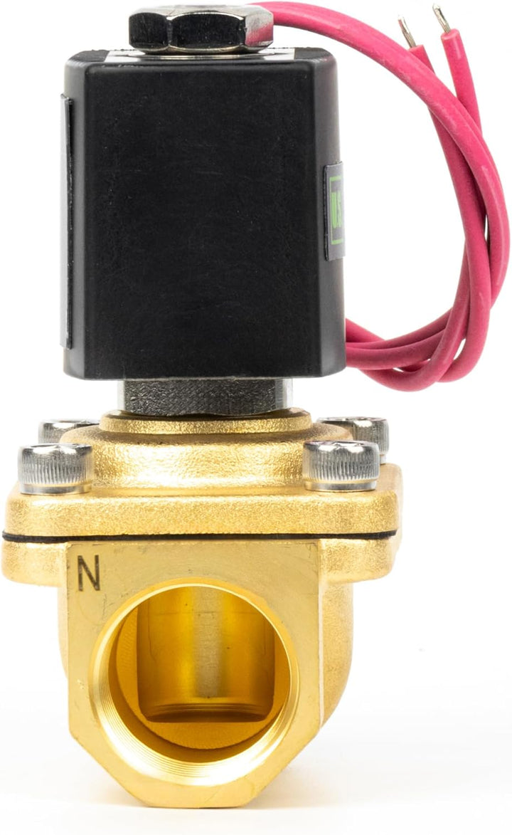 U.S. Solid 3/4" Magnetventil - Messing DC 12V mit Viton-Dichtung, stromlos geschlossen, Bleidraht-Ty