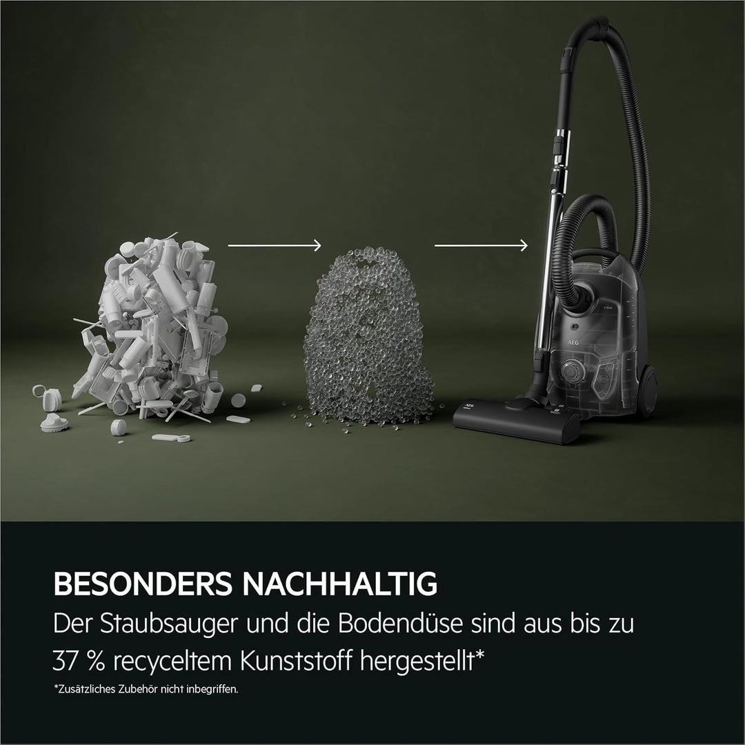 AEG CLEAN 5000 Staubsauger mit Beutel, hohe Saugleistung, aus Recyclingkunststoff, AllFloor Bodendüs
