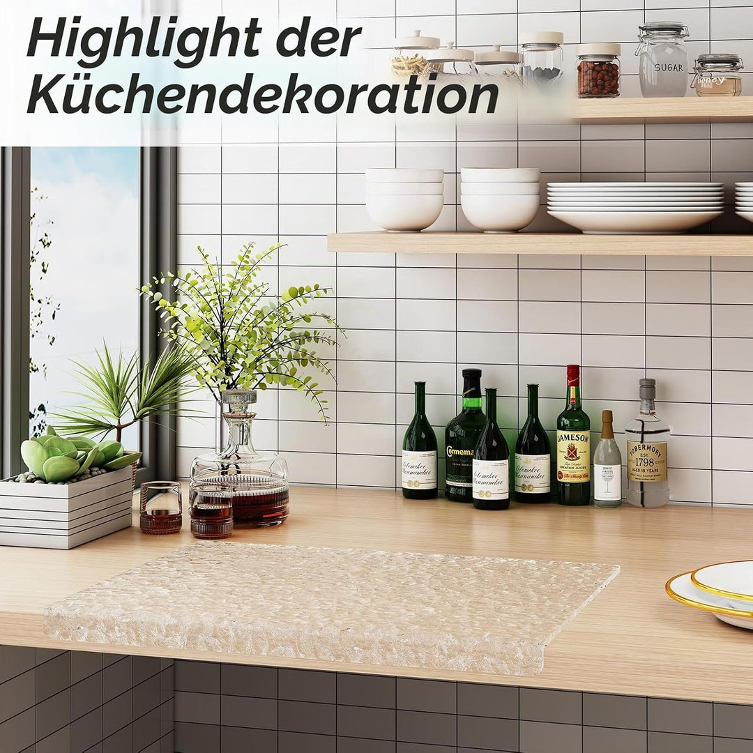 JJL Acryl Schneidebrett mit Thekenlippe 61 x 46 cm - BPA-frei, rutschfest, Wellenmuster - Multifunkt