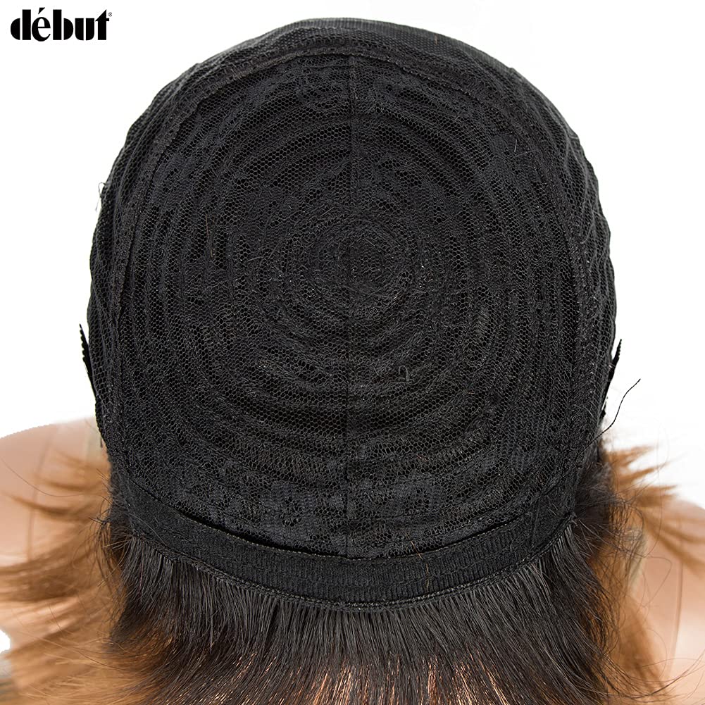 DÉBUT Echthaar Perücke mit Pony kurz Perücke Bob Pixie 10A brasilianisches Virgin Remy Hair 25 cm 10
