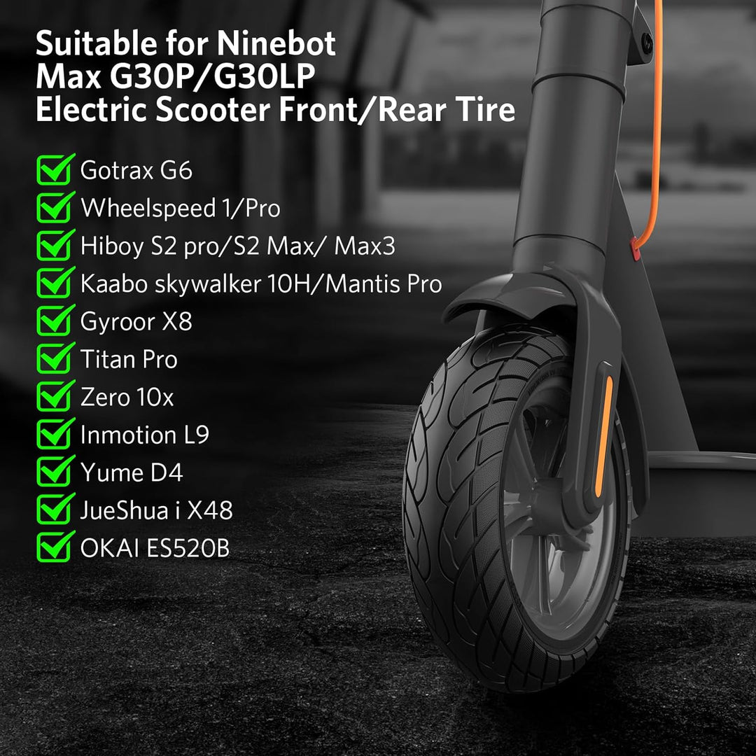 OUXI 10×2.5 Zoll Ersatz-Vollgummireifen 60/70-6.5 für Ninebot G30 Max /G30D mit 1 Montagewerkzeug fü