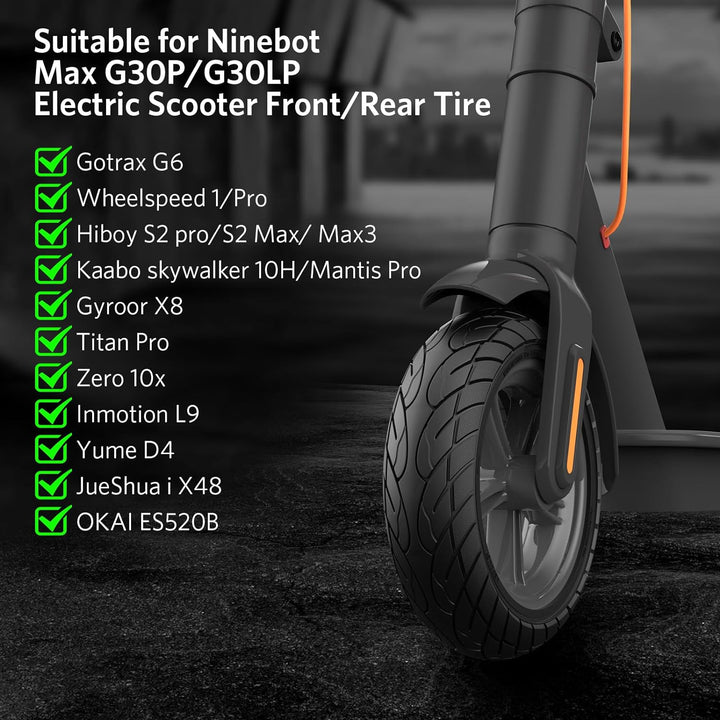 OUXI 10×2.5 Zoll Ersatz-Vollgummireifen 60/70-6.5 für Ninebot G30 Max /G30D mit 1 Montagewerkzeug fü