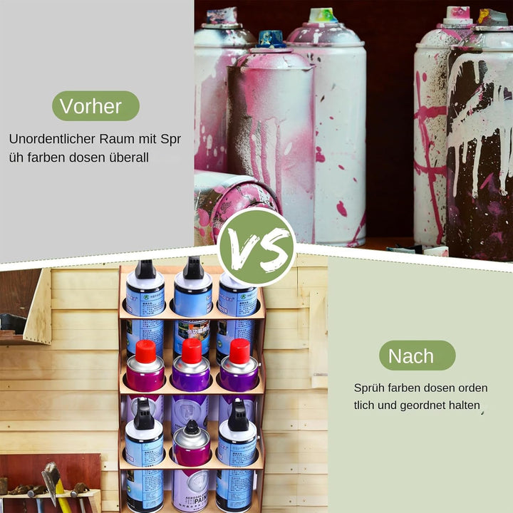 Wandmontierbarer Sprühdosen Halter,Holz Organizer Für Aerosol Spraydosen Aufbewahrung - 3-Etagen Hal