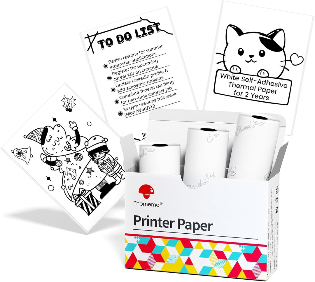 Phomemo Printable Sticker Paper White Direktthermopapier selbstklebend 53 x 30 mm für Phomemo M02/M0