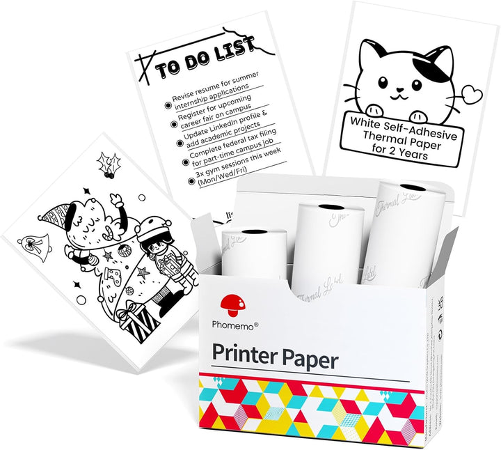 Phomemo Printable Sticker Paper White Direktthermopapier selbstklebend 53 x 30 mm für Phomemo M02/M0