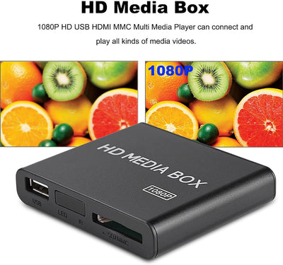 Full-HD-Media-Player, 110-240 V 1080P HDMI-Media-Video-Player-Box - MKV/RM-HDD-USB-Laufwerke und SD-