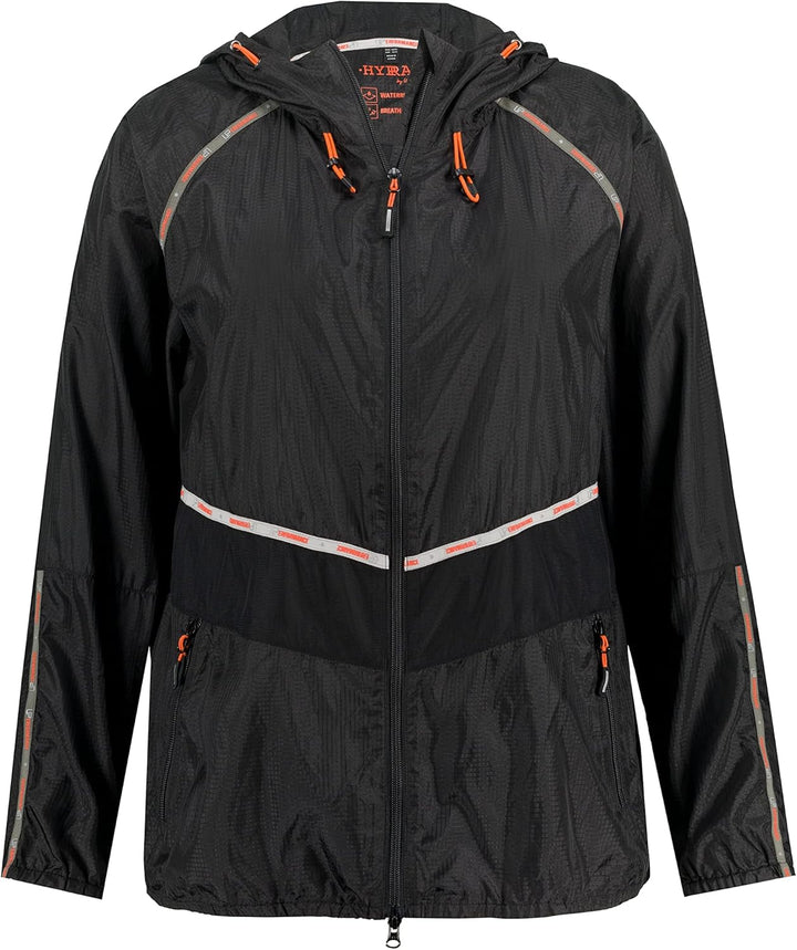 Ulla Popken Damen Leichte Funktionsjacke, Tapes, Wasserabweisend Jacken 42-44 Schwarz, 42-44 Schwarz