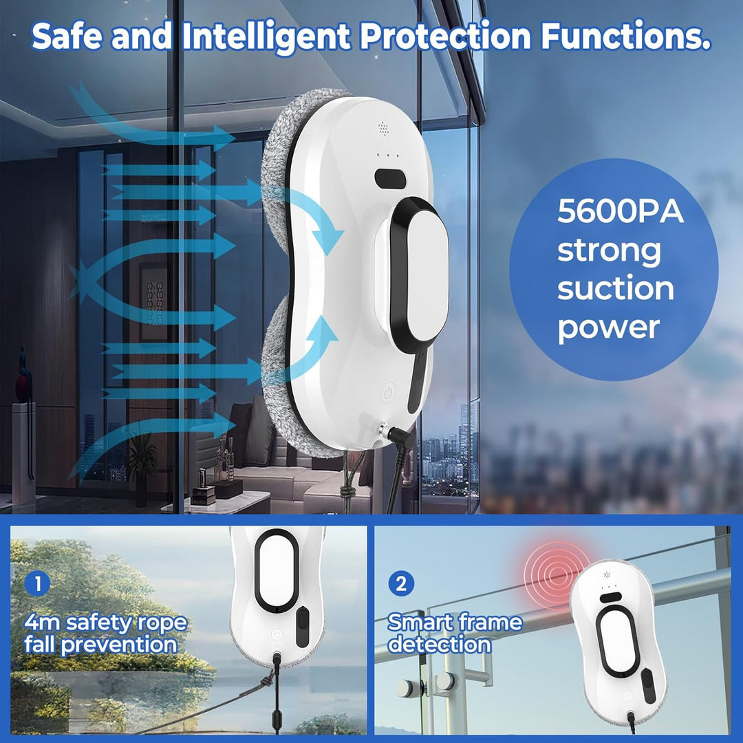 Fensterputzroboter 5600Pa, Automatischer Fensterputzer mit Sprühfunktion, Automatische Routenplanung