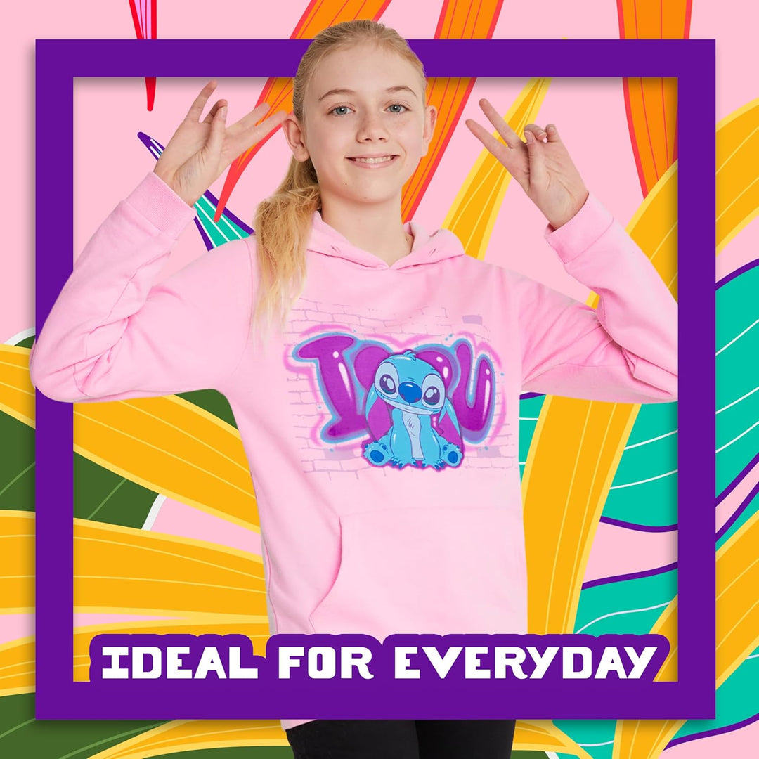 Disney Hoodie für Mädchen, Coole Pullover für Kinder und Jugendliche - Mädchen Geschenke Rosa Stitch