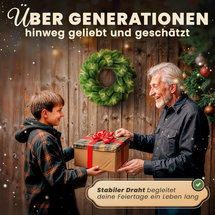 ArtiTree - Beleuchteter Weihnachtskranz für Tür - Adventskranz mit LED, Weihnachtsdeko für Aussen un