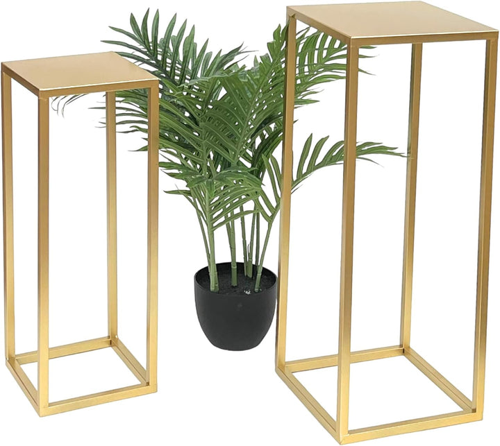 DanDiBo Blumenhocker Metall Gold Eckig Blumenständer Beistelltisch 96506 2er Set Blumensäule Modern