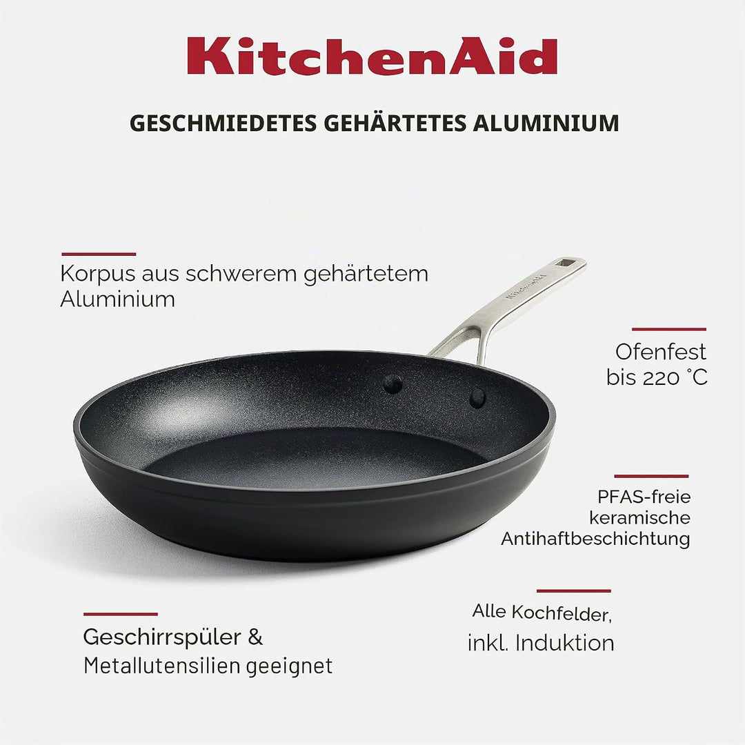 KitchenAid Forged Hardened Bratpfanne (30cm), hart anodisiert, PFAS-freie keramische Antihaftbeschic