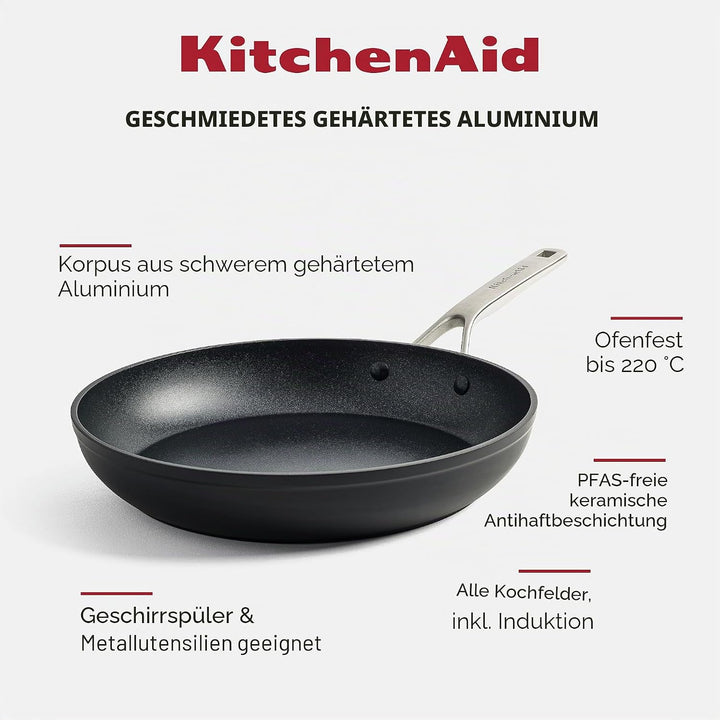 KitchenAid Forged Hardened Bratpfanne (30cm), hart anodisiert, PFAS-freie keramische Antihaftbeschic