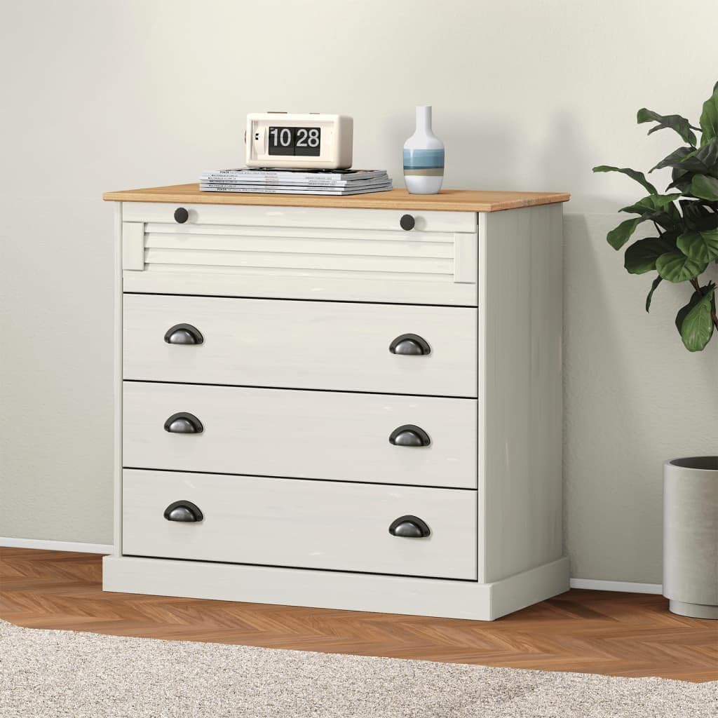 Festnight Kommode Mit Schubladen VIGO Kommode Weiss Schlafzimmer 80x40x76 cm Holzschrank Sideboard W