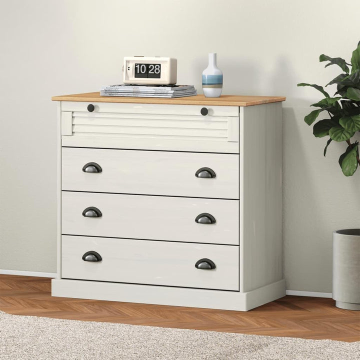 Festnight Kommode Mit Schubladen VIGO Kommode Weiss Schlafzimmer 80x40x76 cm Holzschrank Sideboard W