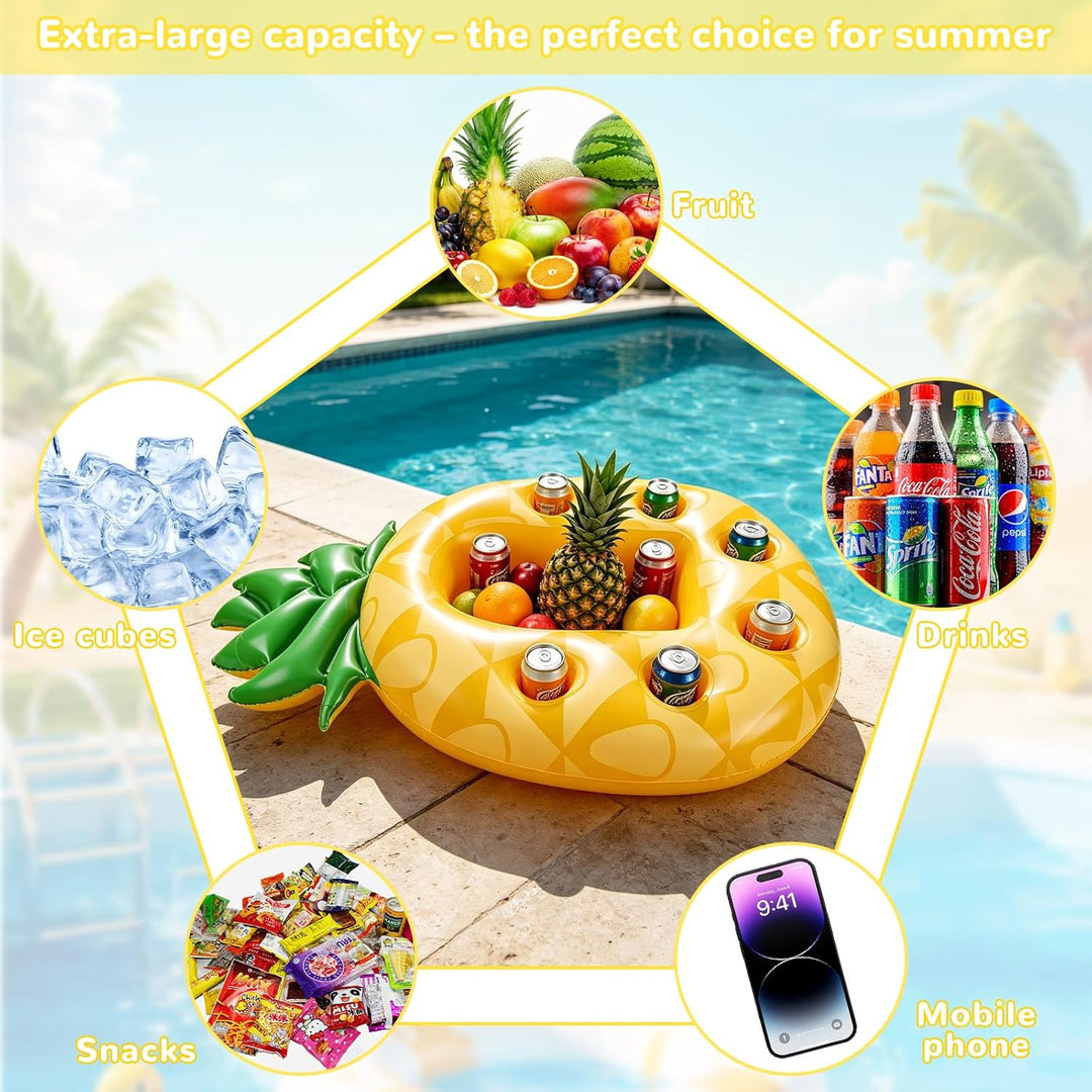 Ananas Poolbar, 2in1-Getränke und Snackhalter Poolbar 7 Löcher Grosse Kapazität Untersetzer, Aufblas