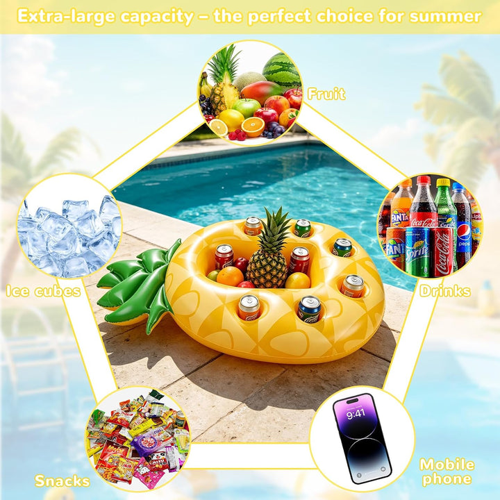 Ananas Poolbar, 2in1-Getränke und Snackhalter Poolbar 7 Löcher Grosse Kapazität Untersetzer, Aufblas