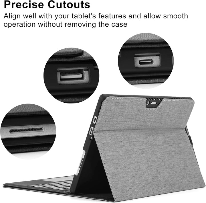 Omnpak Hülle für Microsoft Surface pro 7+/ 7/6 /5/4, Anpassbarer Betrachtungswinkel, Kompatibel mit