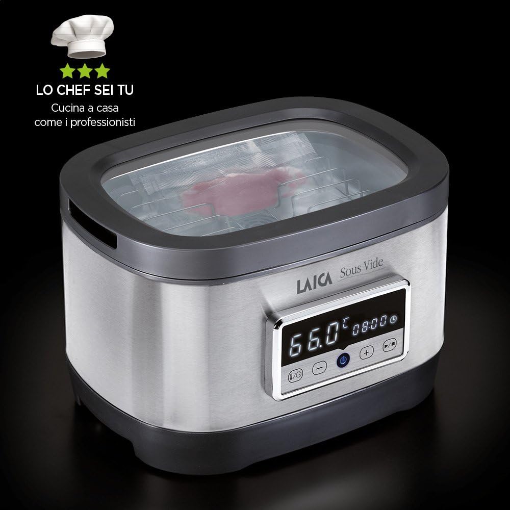 LAICA SVC200 Sous Vide Garer mit Vakuumierbeutel im Wasserbad, 700 Watt