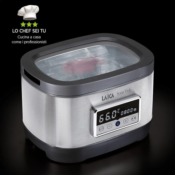 LAICA SVC200 Sous Vide Garer mit Vakuumierbeutel im Wasserbad, 700 Watt