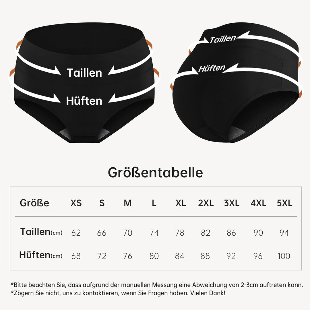 QINCAO Unterhosen Damen, 6er Pack Hohe Taille Slips Baumwolle Unterwäsche, Stretch Atmungsaktiv Pant