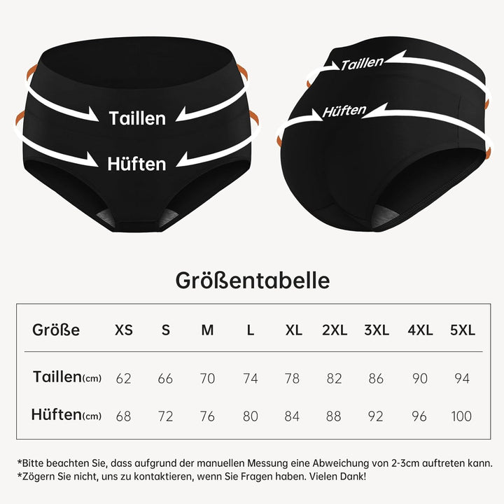 QINCAO Unterhosen Damen, 6er Pack Hohe Taille Slips Baumwolle Unterwäsche, Stretch Atmungsaktiv Pant