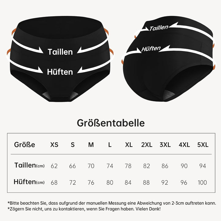 QINCAO Unterhosen Damen, 6er Pack Hohe Taille Slips Baumwolle Unterwäsche, Stretch Atmungsaktiv Pant