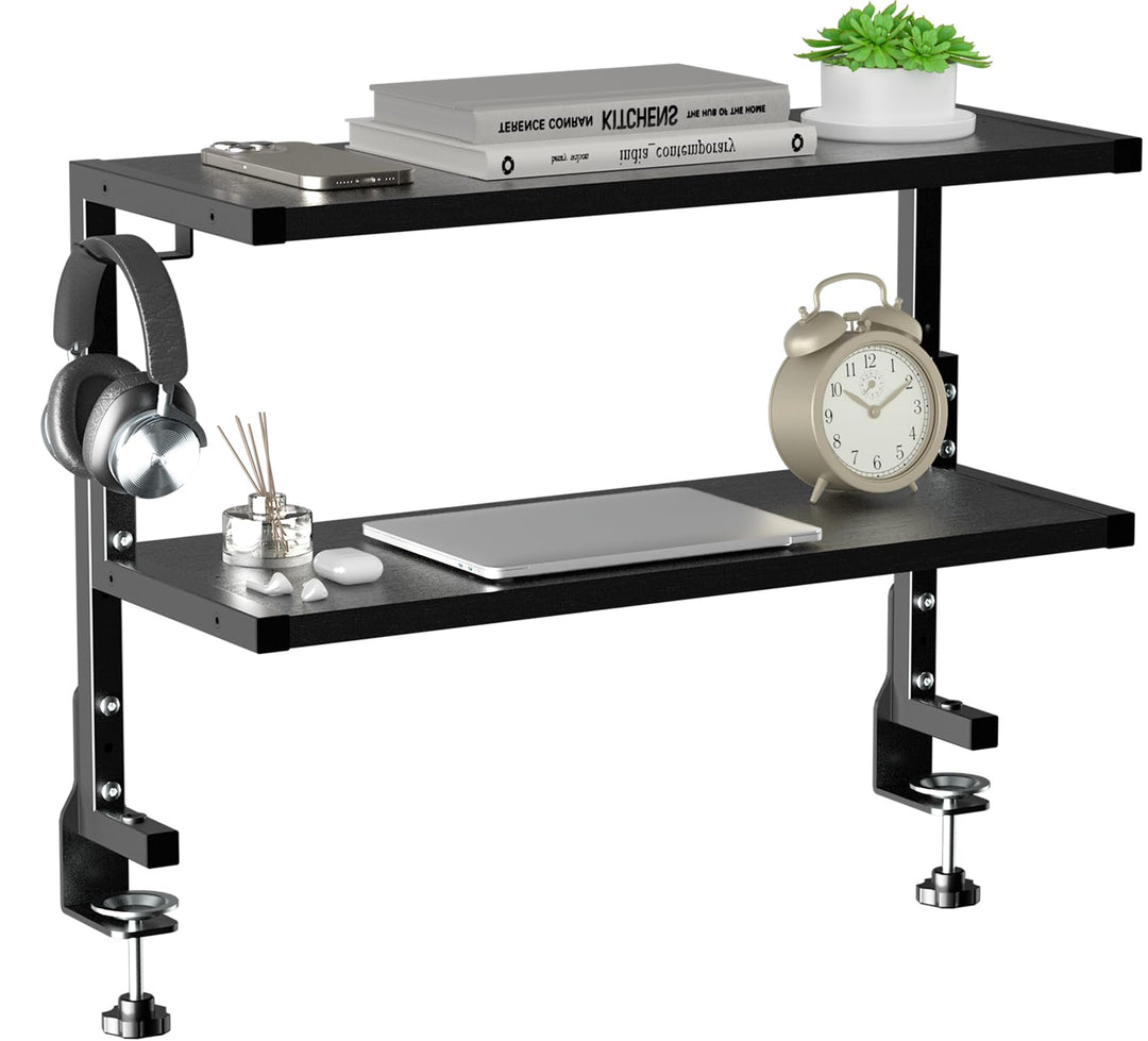 PUTORSEN 24-Zoll Clamp-on Schreibtisch Organizer - 2 Tier Schreibtisch Regal DIY Regal unter Schreib