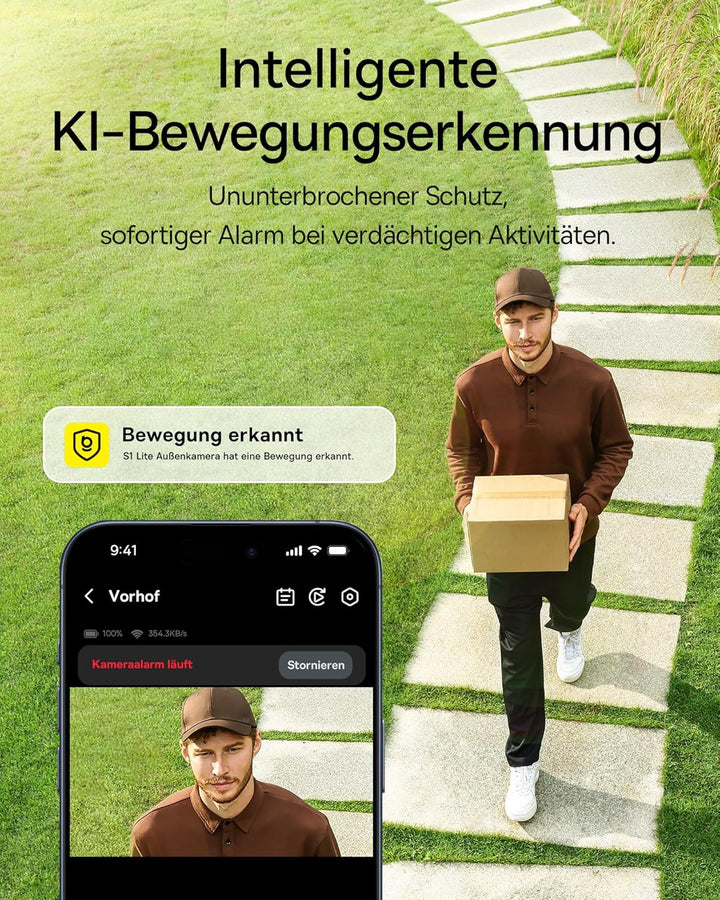 Baseus Security S1 Lite Überwachungskamera Aussen Solar Akku WLAN, IP67 Wetterfest, Kamera Überwachu