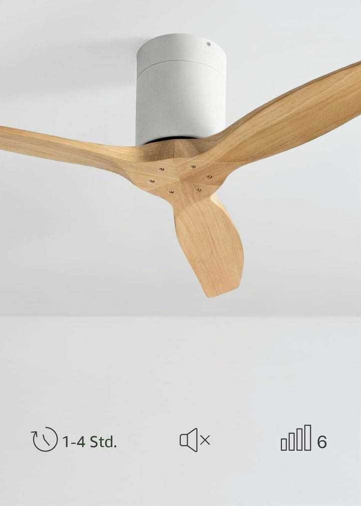 CREATE / WINDCALM S/Deckenventilator ABS Weiss Hellesholzflügel mit Fernbedienung und Wandschalter /