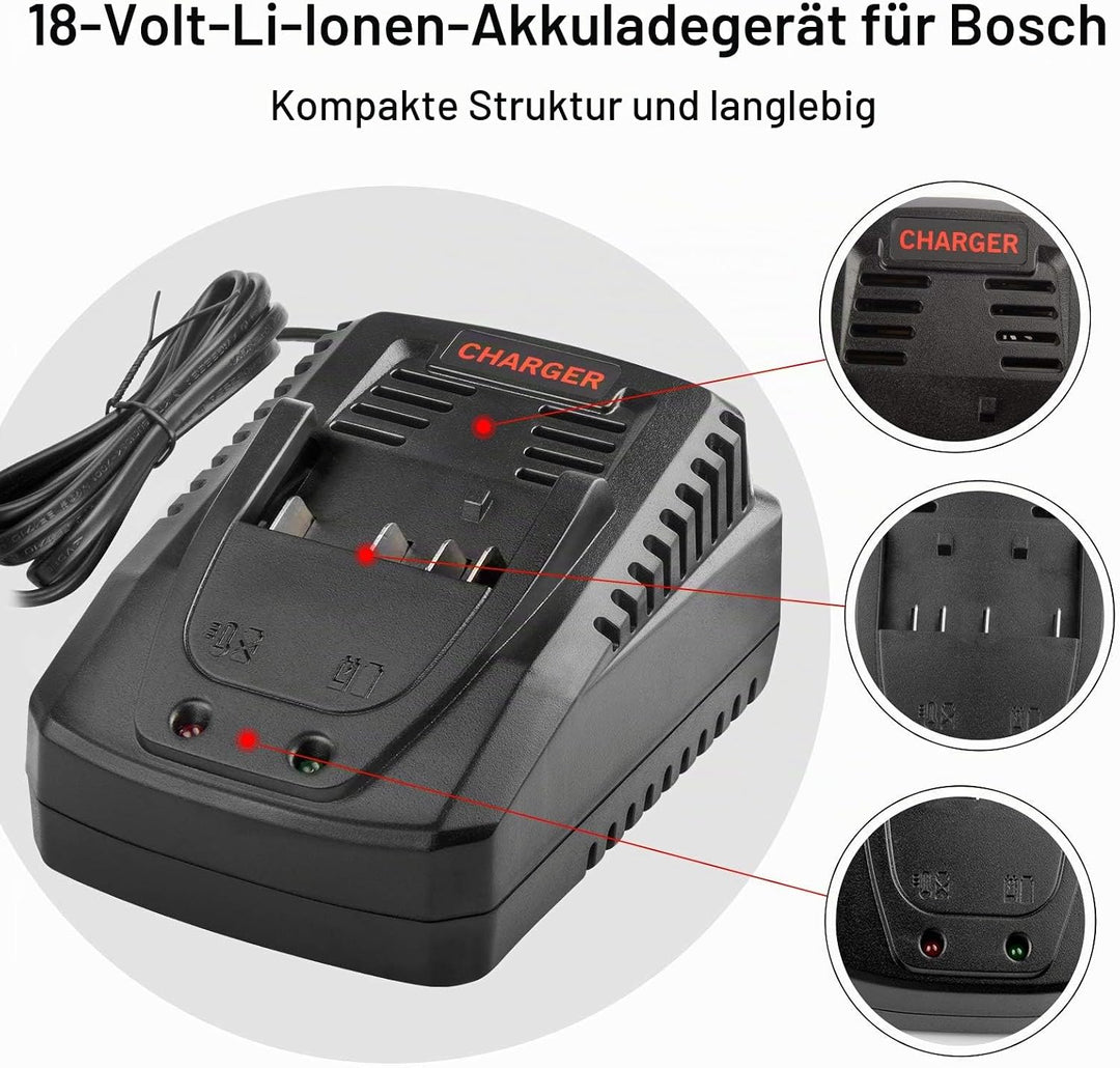 ASUNCELL Ersatz Ladegerät für Bosch 14,4 V-18 V BC660 BC1880 BAT609 BAT609G BAT618 BAT618G BAT614 BA