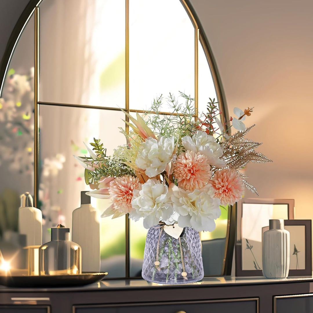 Silvotek Kunstblumen im Topf - Künstliche Blumen Tischdeko Wohnzimmer Künstliche Rosen, Deko Blumen