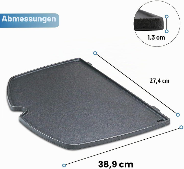 6559 Gusseisen-Grillplatte für Weber Q 200 und Q 2000 Grills, Q200, Q220, Q240, Q260, Q2000, Q2200,