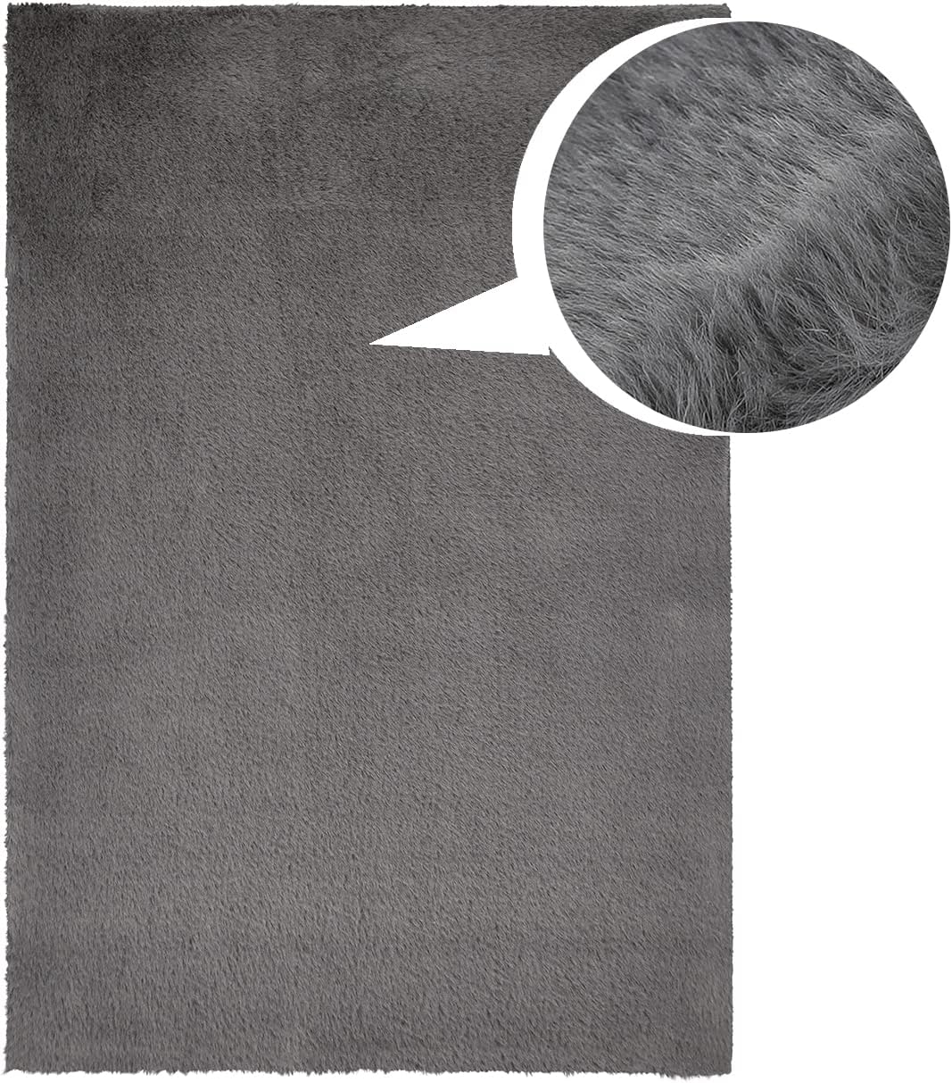payé Badezimmerteppich Hochflor Bad - Dunkel Grau - 40x60cm - kuschelig weich - waschbar - Badematte