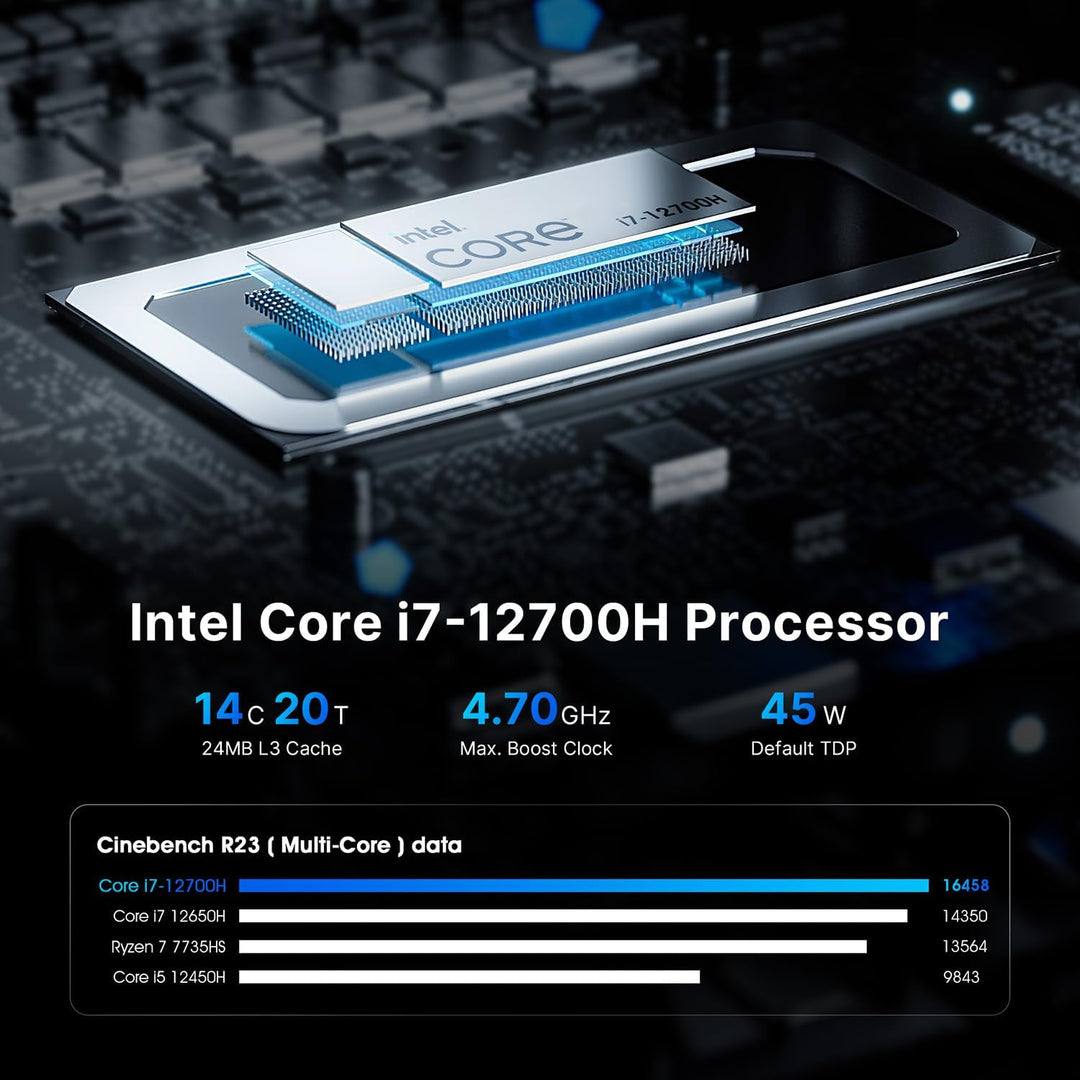 BOSGAME P2 Gaming PC, with Intel Core i7-12700H Processor, 14C/20T (Up to 4.7GHz), DDR5 16GB RAM 512