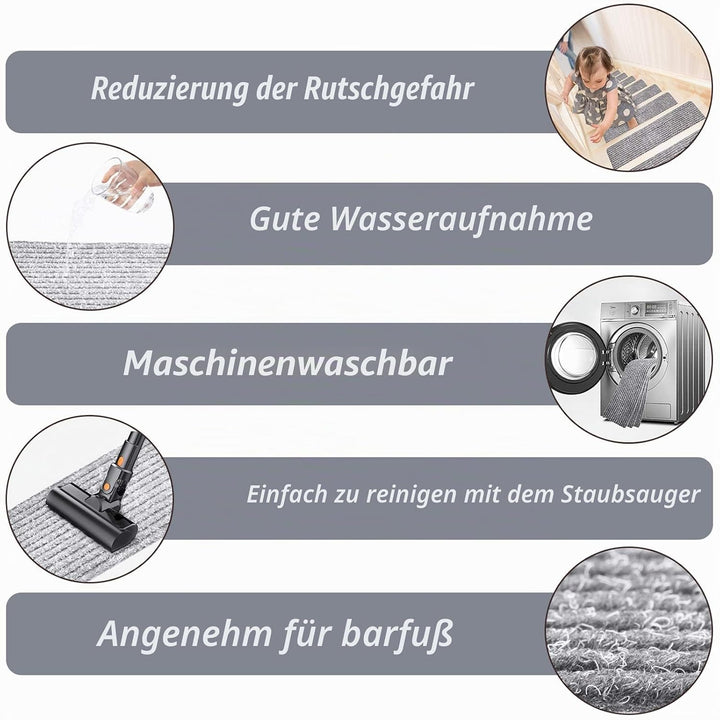 MBIGM 15er Set Stufenmatten 20 cm X 65 cm Treppenteppich Selbstklebend Sicherheit Stufenteppich für