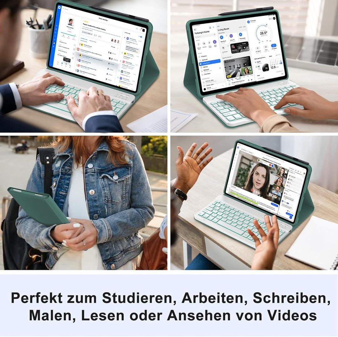 Hülle mit Tastatur für Honor Pad X9a 2025 11,5 Zoll, Abnehmbare Bluetooth Tastatur mit Deutschem QWE