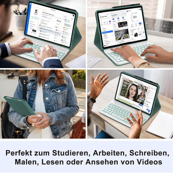 Hülle mit Tastatur für Honor Pad X9a 2025 11,5 Zoll, Abnehmbare Bluetooth Tastatur mit Deutschem QWE