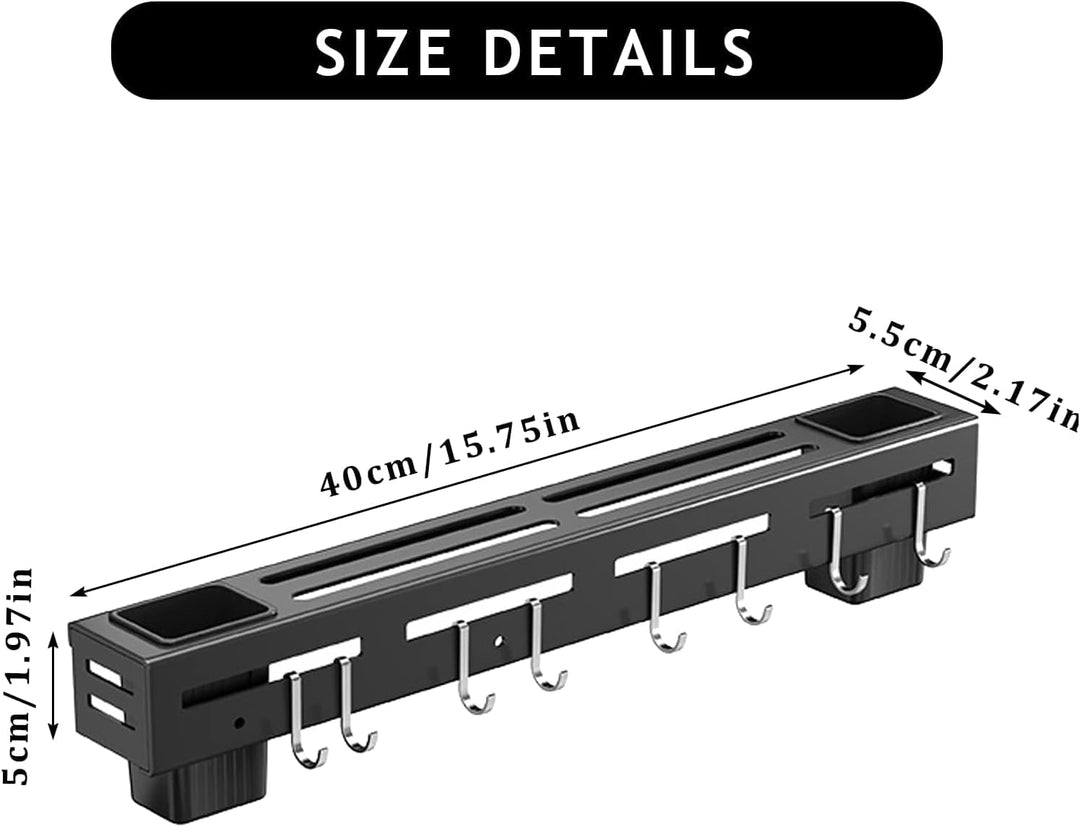 VBNZBK Rostfreier Stahl Hakenleiste Küche, Wandmontiertes Küchenutensilien Organizer Rack mit 6 Hake