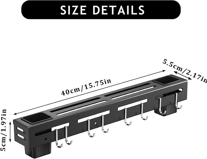 VBNZBK Rostfreier Stahl Hakenleiste Küche, Wandmontiertes Küchenutensilien Organizer Rack mit 6 Hake