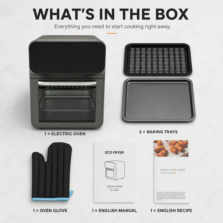 13L Backofen Pizzaofen 1350W Elektrobackofen mit LCD-Touchscreen | Umluft Multifunktionsofen, Ofenha