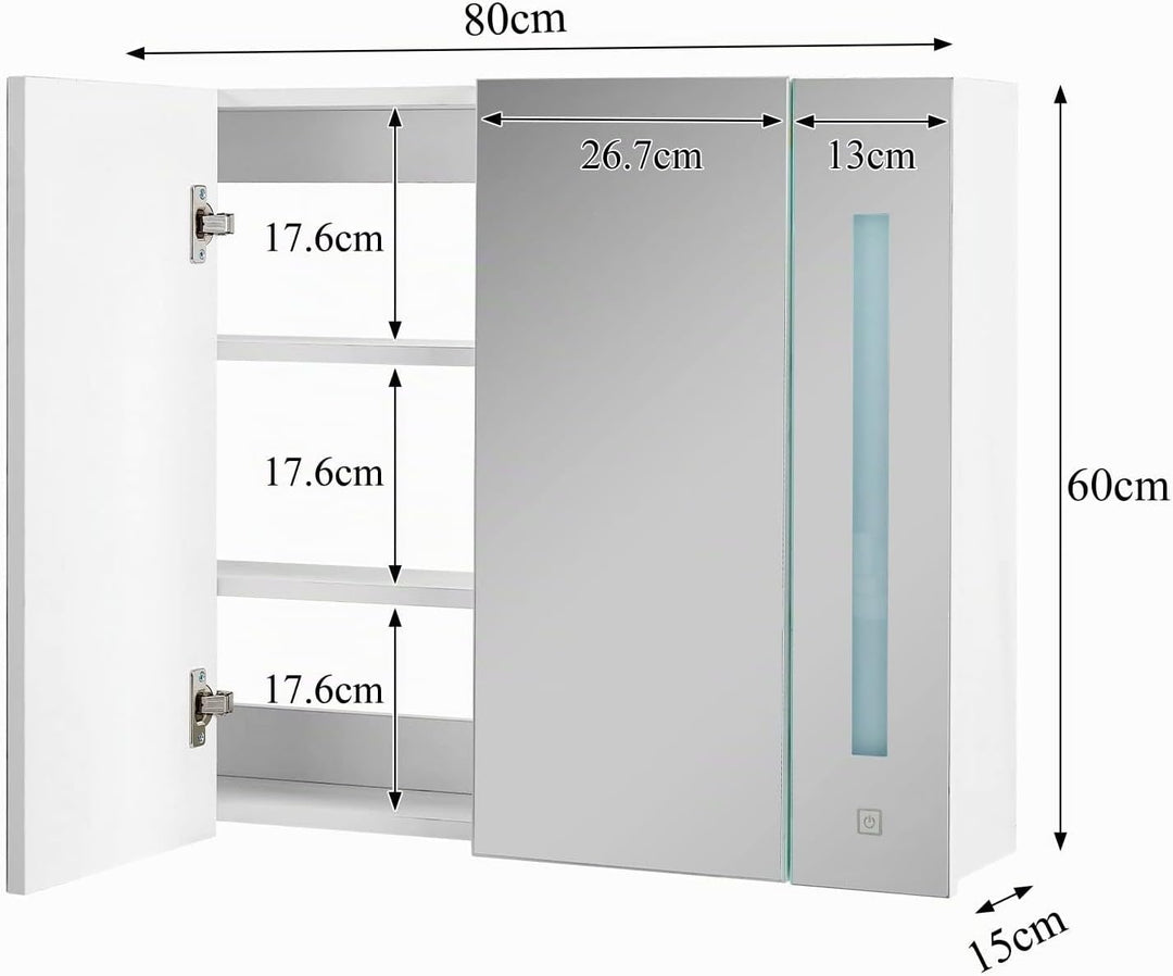 CLIPOP Spiegelschrank Bad mit LED Beleuchtung 3 Lichtfarbe Einstellbar Badezimmer Hängeschrank Wands