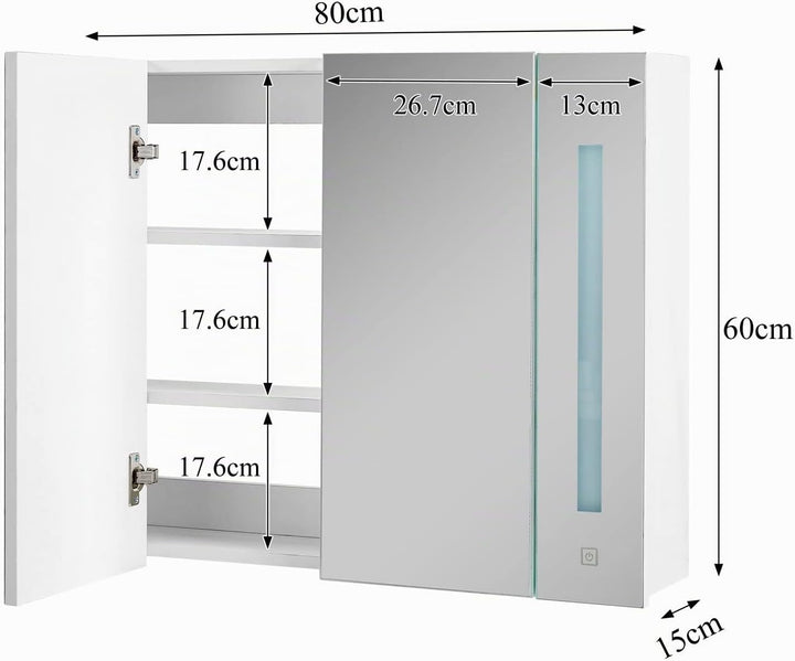 CLIPOP Spiegelschrank Bad mit LED Beleuchtung 3 Lichtfarbe Einstellbar Badezimmer Hängeschrank Wands