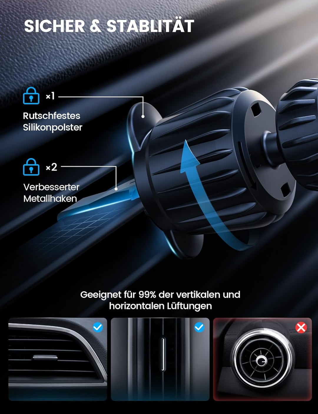 Lamicall Qi2 für MagSafe Autohalterung mit Ladefunktion - [Kühlventilator & Smart-Chip] 2 IN 1 Handy