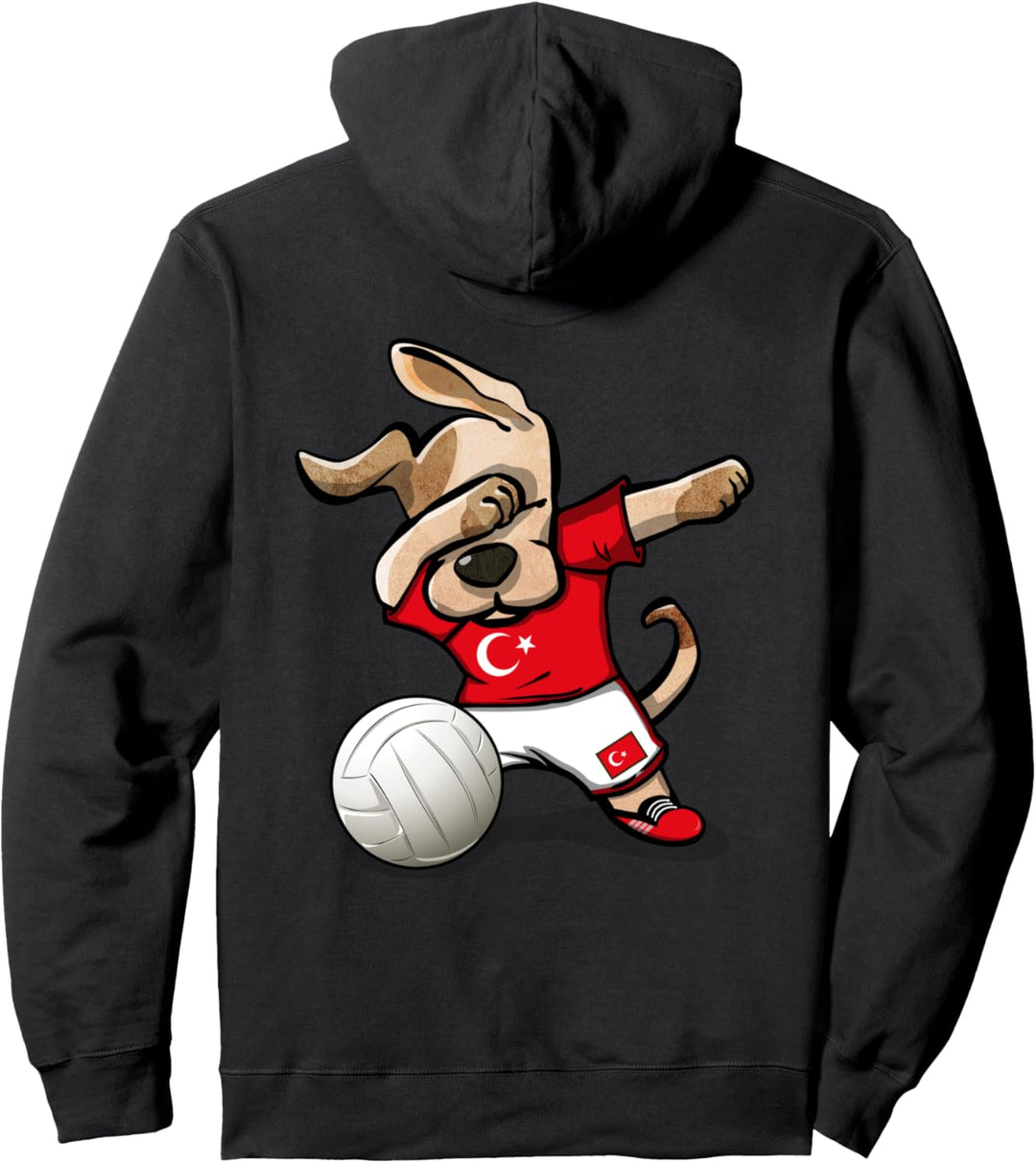 Lustiger Tupfender Hund Türkei Volleyball - Türkische Flagge Pullover Hoodie