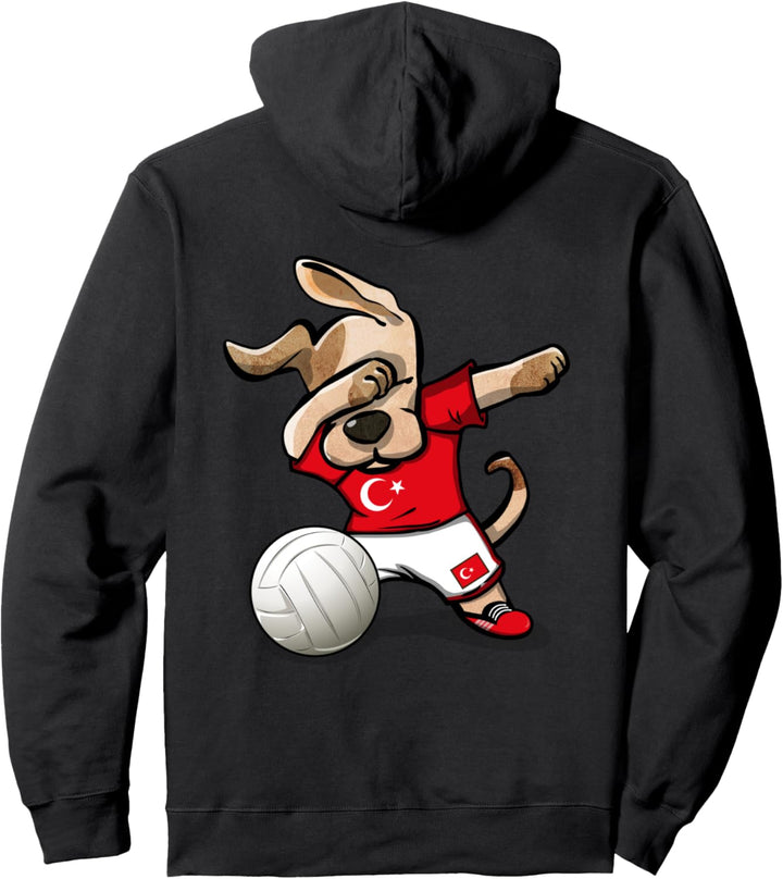 Lustiger Tupfender Hund Türkei Volleyball - Türkische Flagge Pullover Hoodie