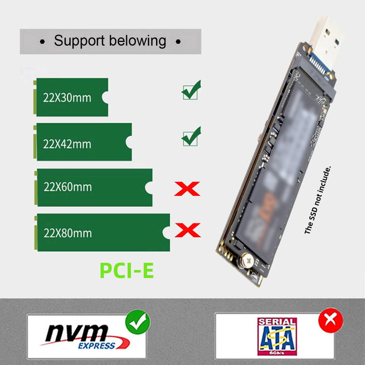 CY USB 3.0 auf NVME M-Key M.2 NGFF SSD Externer PCBA Konveter-Adapter mit Flash Disk Gehäuse, Schwar
