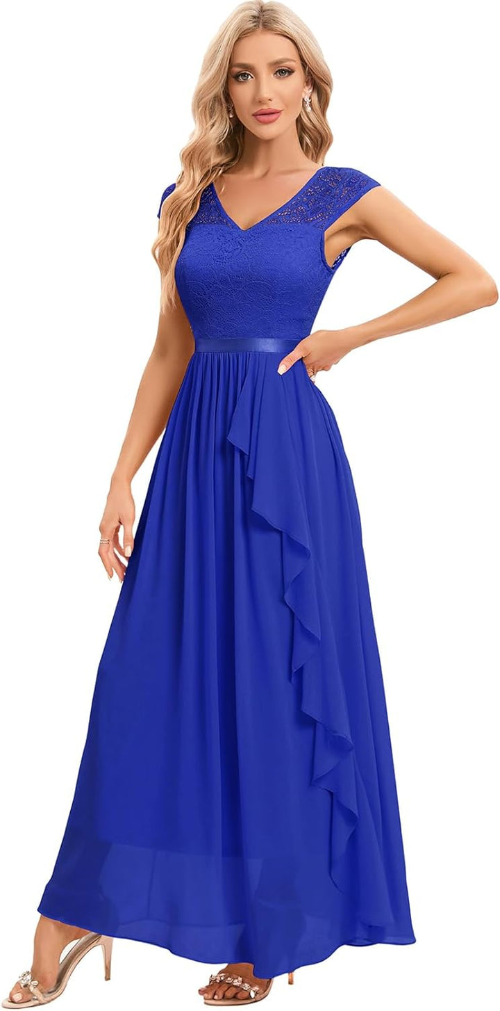 Gardenwed Abendkleid elegant für Hochzeit V-Ausschnitt Spitzen Cocktailkleid Damen Kurzarm Ballkleid